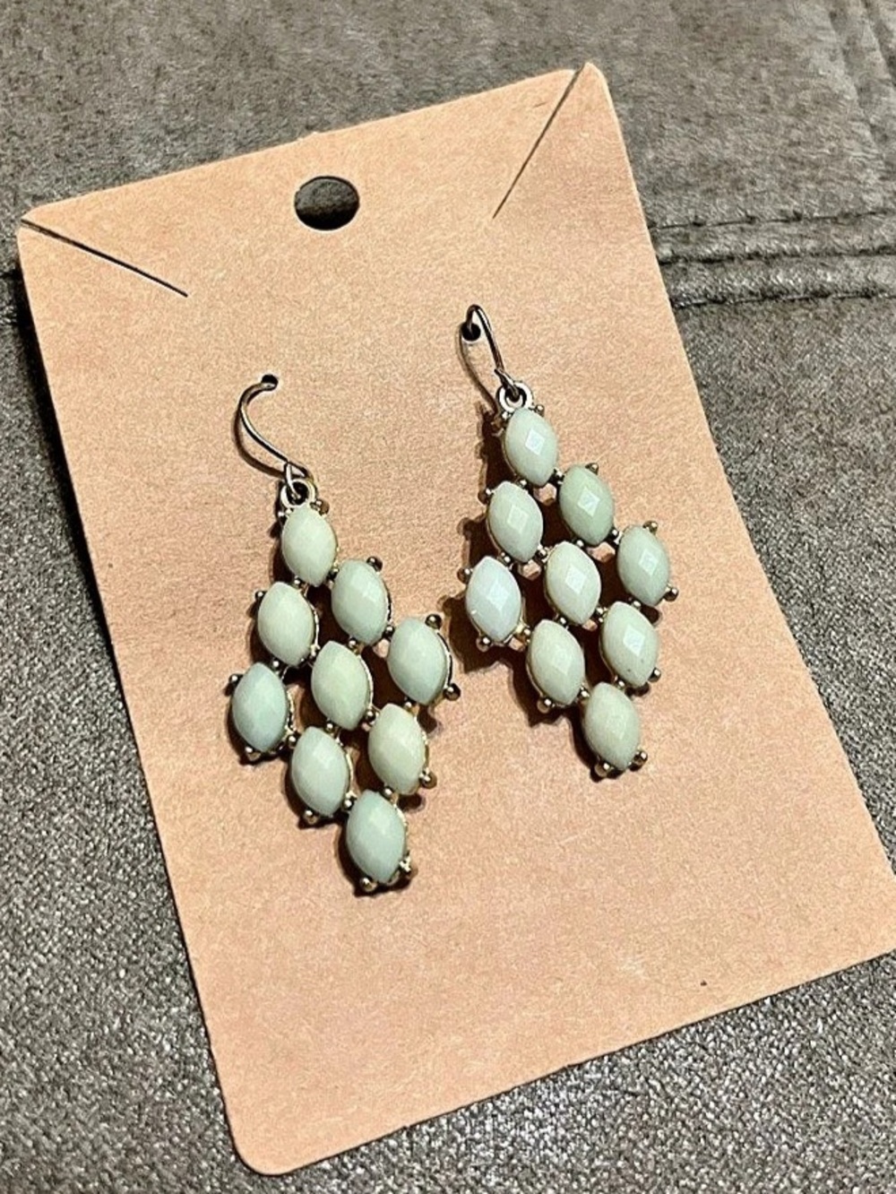 Mint Green & Gold Dangle Earrings New